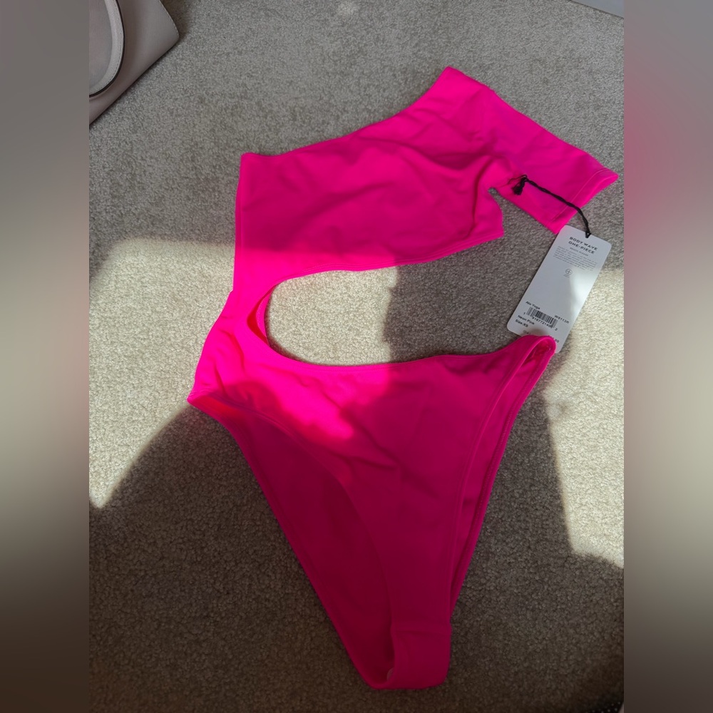 ALO Yoga Hot Pink One-Shoulder Cutout One-Piece Swimsuit